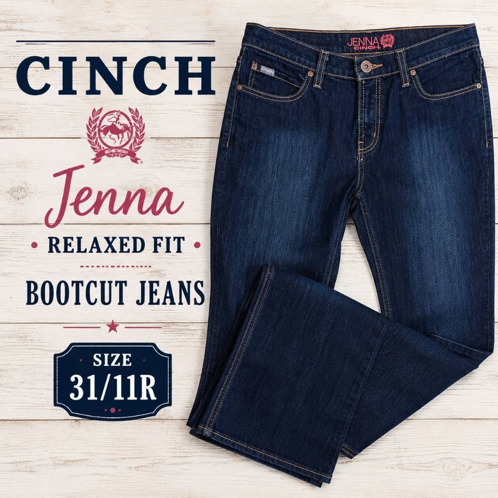 Cinch Jenna Womens 3111r Dark Wash Bootcut Jeans Relaxed Fit Stretch Denim
